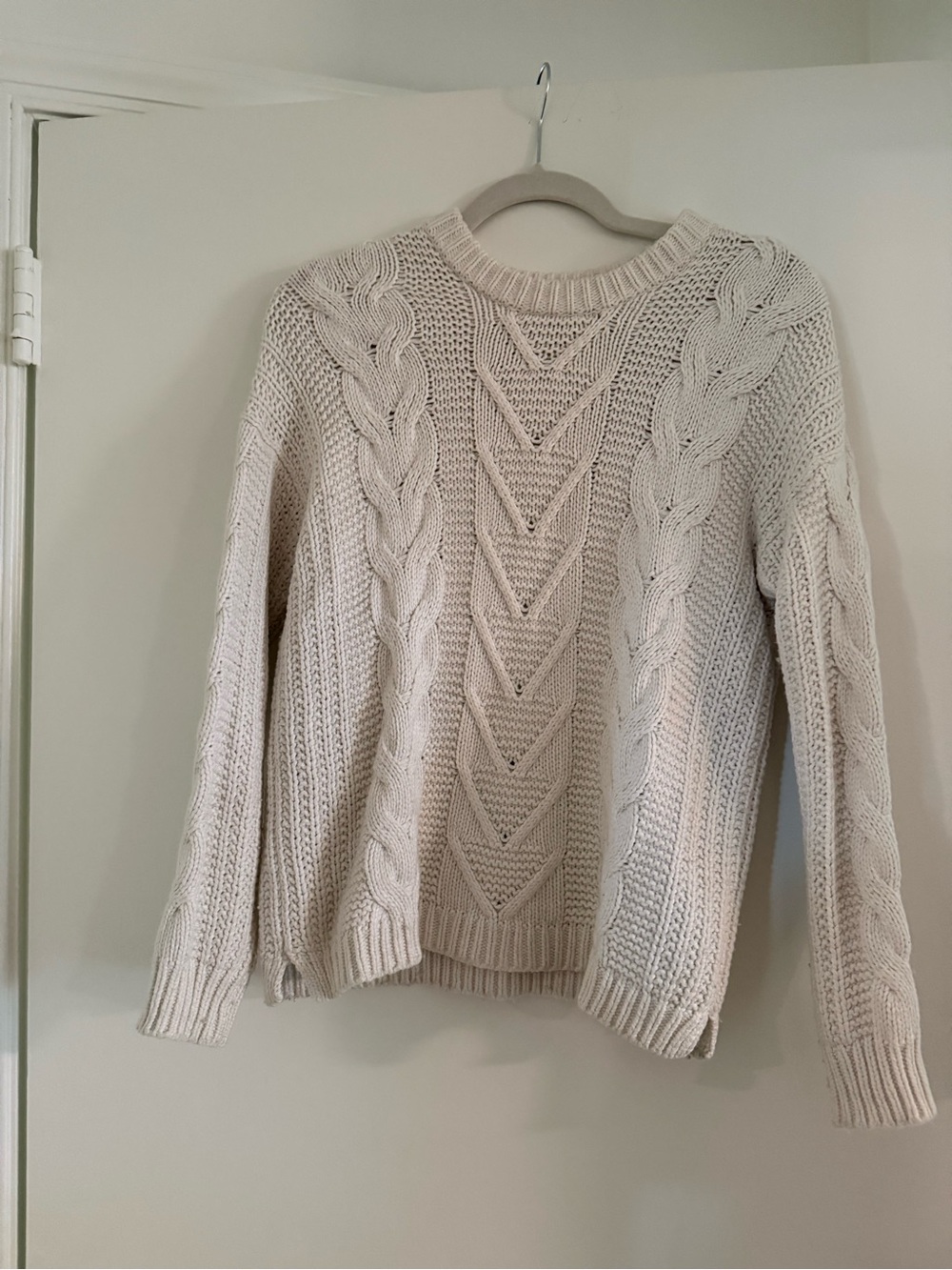 Marine Layer Cream Cable Knit Crewneck Sweater